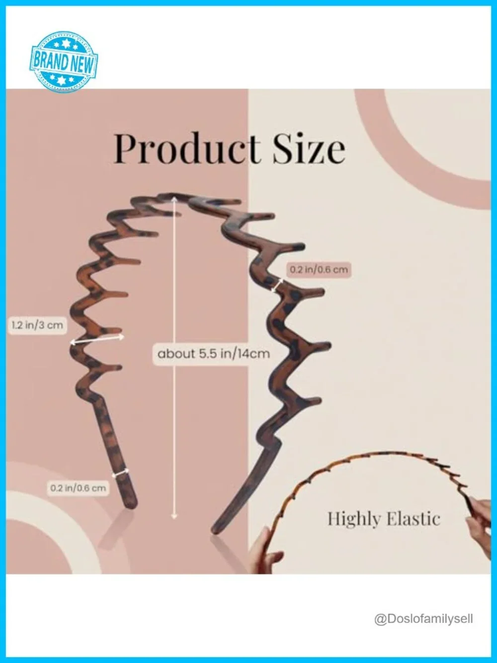 Non-slip Plastic Wavy Headband with Teeth Comb 90s Hair Accessories 2pcs